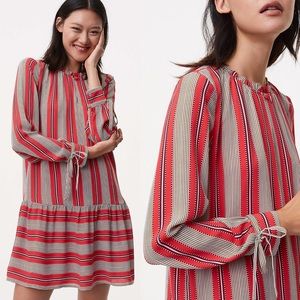 Loft Petite Spiced Stripe Flounce Shirtdress NEW